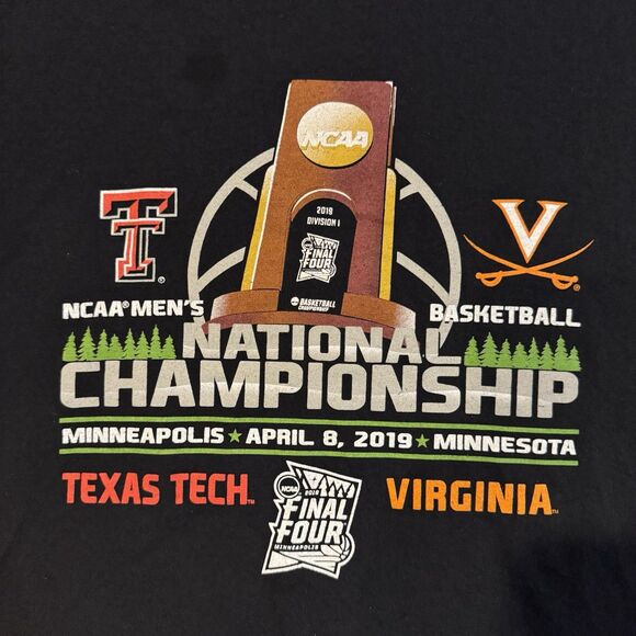 NCAA Final Four National Championship L  T-Shirt Texas Tech Virginia Basketball - Picture 2 of 8